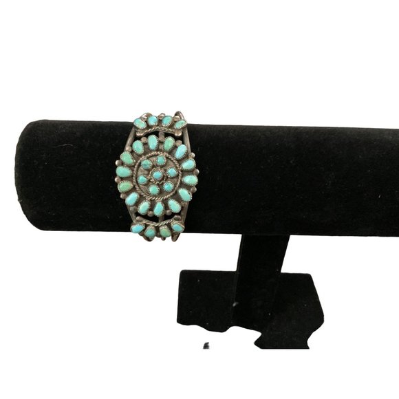 Flowering Turquoise Cluster Cuff Bracelet